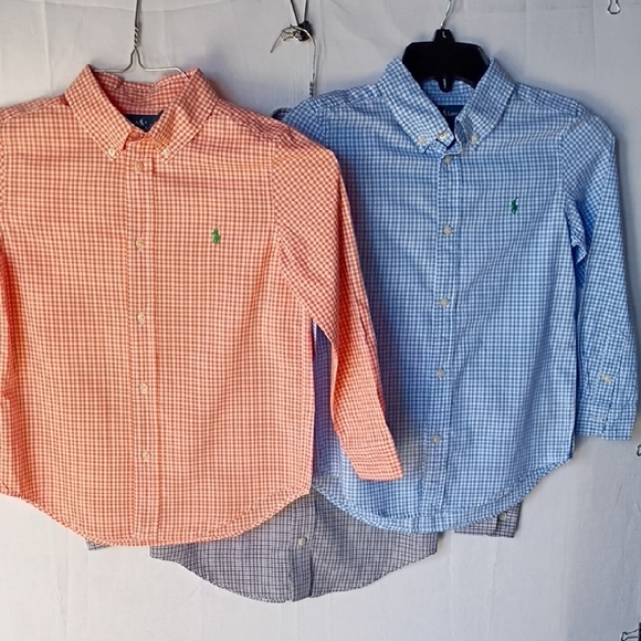 Ralph Lauren Other - Ralph Lauren Bundle Kids Orange Blue & Grey Gingham Shirts Size 7 -grey 10